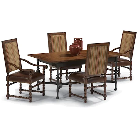 Bear Creek 5 Piece Dining Set with Upholstered Leather Chairs